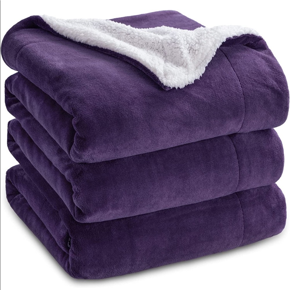 Bedsure Sherpa Fleece blanket - oversized Queen yellow gold mustard fuzzy soft